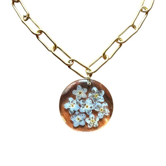 DAUPHINETTE Forget-Me-Not‎ Gold Chain Necklace - Picture 3 of 4